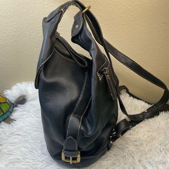 Nine West  Conversion Black Backpack & Purse Front Buckle Pocket - Picture 6 of 13